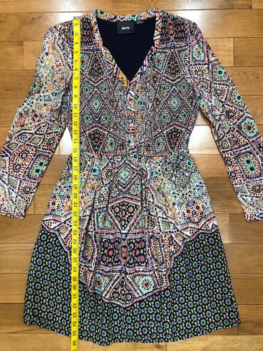 Maeve Anthropologie Tiled Amethyst Smocked Dress Boho Cottagecore Size XS - Picture 9 of 12